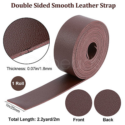 2M Flat Double Face Lychee Pattern Imitation Leather Band LC-WH0010-01A-02-1