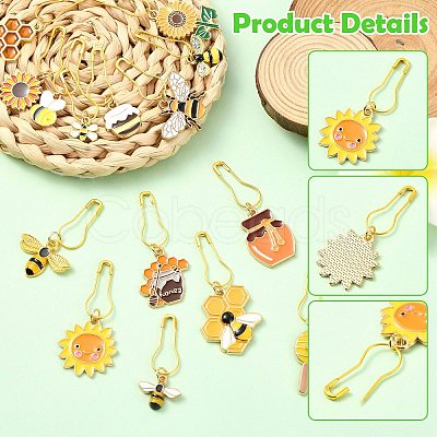 20Pcs Bees Theme Alloy Enamel Locking Stitch Marker HJEW-CJ00066-1
