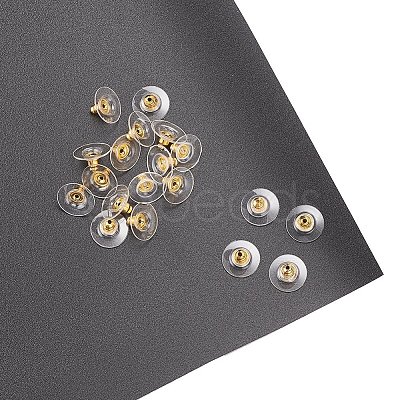 50Pairs Brass Bullet Clutch Bullet Clutch Earring Backs with Pad KK-YW0001-02G-1