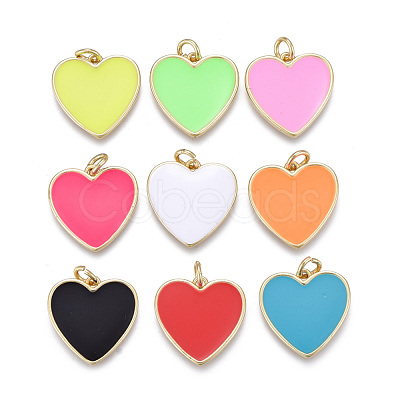 Brass Enamel Pendants ZIRC-M108-40-G-1