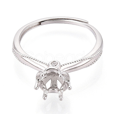 Rhodium Plated 925 Sterling Silver Micro Pave Cubic Zirconia Engagement Solitaire Ring Settings STER-T008-19P-1