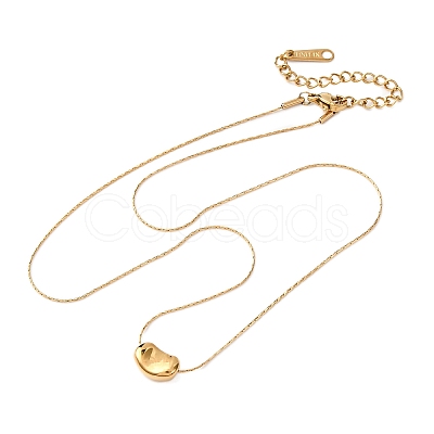 304 Stainless Steel Bean Pendant Necklaces for Women NJEW-K255-40G-1