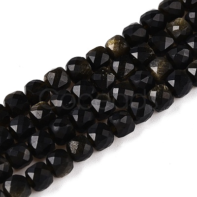 Natural Golden Sheen Obsidian Beads Strands G-N342-110-1