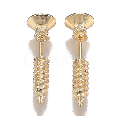 PVD Vacuum Plating 304 Stainless Steel Unisex Punk Hip-hop Rock Nail Shape Screw Pierced Stud Earrings EJEW-F261-01F-1