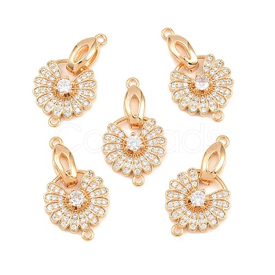 SHEGRACE Brass Micro Pave Clear Cubic Zirconia Fold Over Clasps XGRQ5K449-841G-1