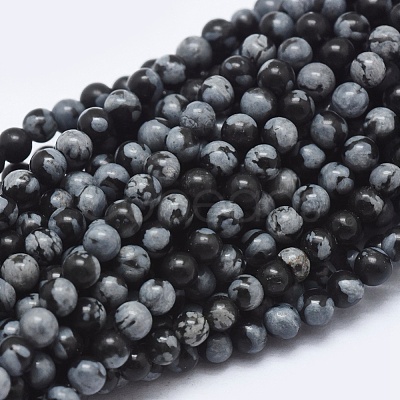 Natural Snowflake Obsidian Beads Strands G-A177-04-21-1