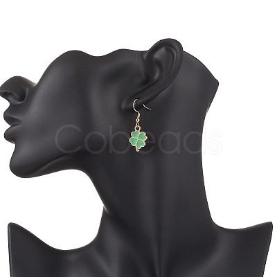 Clover Alloy Enamel Dangle Earrings EJEW-JE06614-1