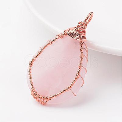Natural Rose Quartz  Pendants G-K122-03RG-1