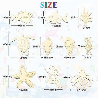 Unfinished Wooden Ocean Creature Cutouts WOOD-CJC0010-02-1