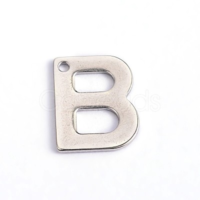 Tarnish Resistant 304 Stainless Steel Letter Charms STAS-O072-B-1