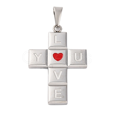 304 Stainless Steel Enamel Pendants STAS-P372-03P-1
