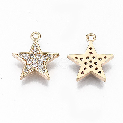Brass Micro Pave Cubic Zirconia Charms KK-S359-054-RS-1