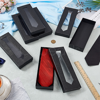 Paper Cardboard Tie Storage Boxes with Visible Window LS-CON-WH0107-63-1