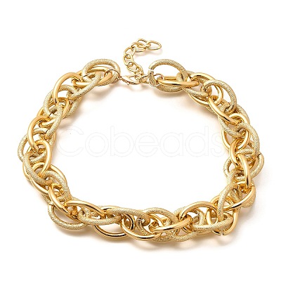 Punk & Hiphop Style Alloy Rolo Chains Link Bracelets for Women Men LS-BJEW-K270-01G-1