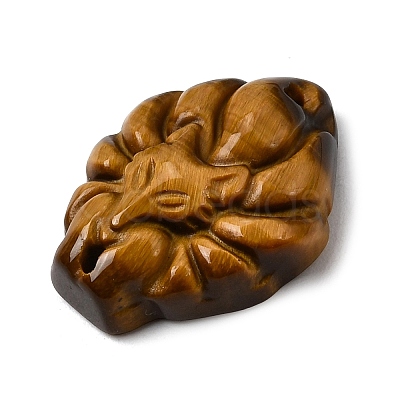 Natural Tiger Eye Carved Nine Tailed Fox Links Connector Charms G-D105-01B-1