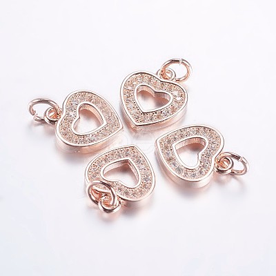 Long-Lasting Plated Brass Micro Pave Cubic Zirconia Charms ZIRC-F069-50RG-1