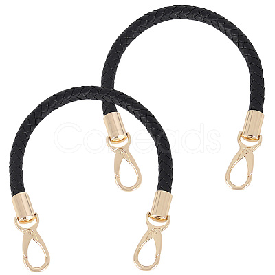 CutHollow 2Pcs Braided Round PU Leather Bag Straps Bag Handles FIND-CL0001-02B-1