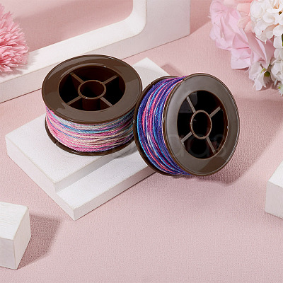 2 Rolls 2 Colors Segment Dyed Round Polyester Twisted Cords OCOR-TA0003-65D-1