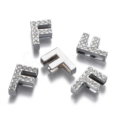 Alloy Letter Slide Charms RB-F034-01F-P-RS-1