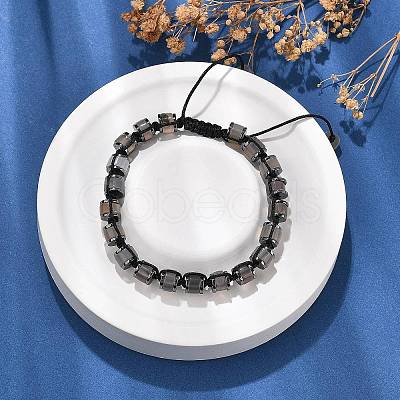 Adjustable Natural Grey Agate and Non-magnetic Synthetic Hematite Braided Bead Bracelets BJEW-Z090-01E-1