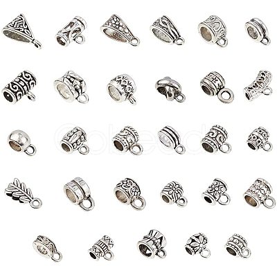 Tibetan Style Alloy Tube Bails TIBEB-NB0001-09AS-1