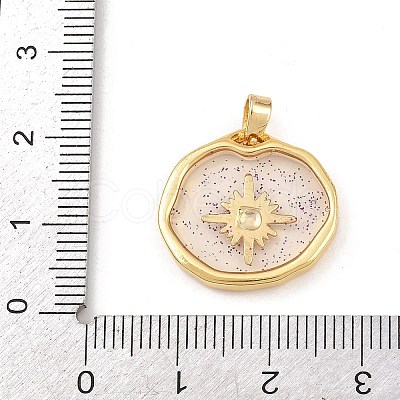 Transparent Epoxy Resin Brass Pendants LS-KK-B163-01G-03-1