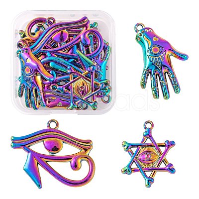 12Pcs 3 Style Plated Alloy Pendants FIND-LS0001-44MC-1