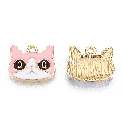 Light Gold Plated Alloy Kitten Pendants ENAM-T009-41B-1