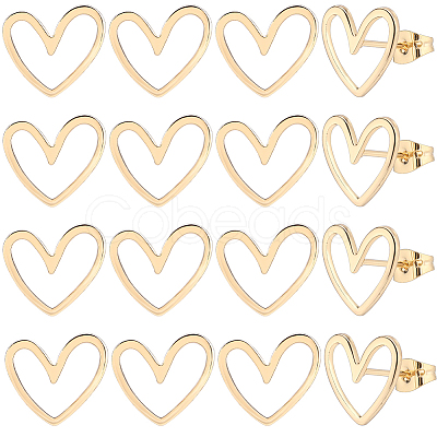 20Pcs Brass Heart Stud Earring Findings KK-BBC0009-62-1