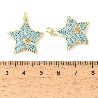 Brass Micro Pave Sky Blue Cubic Zirconia Pendants CU-CBA6938-05G-04-1