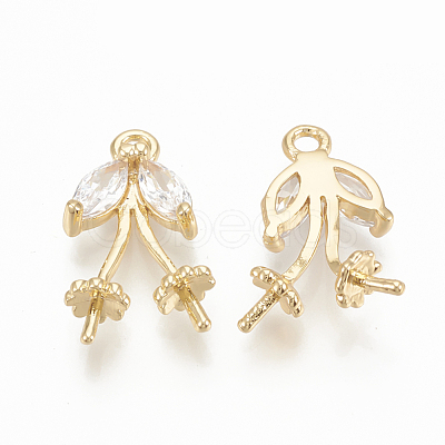 Brass Cubic Zirconia Peg Bails Pendants ZIRC-Q014-078G-1
