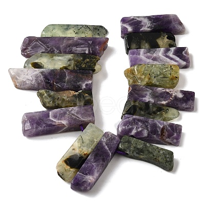 Natural Amethyst and Prehnite Beads Strands G-S386-D17-1