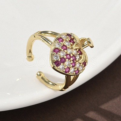 Brass Micro Pave Cubic Zirconia Cuff Rings RJEW-H256-14G-01-1