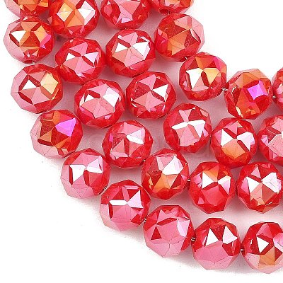 Electroplate Transparent Glass Beads Strands GLAA-H040-01G-1