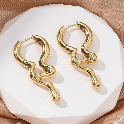 Rack Plating Brass Melting Drop Hoop Earrings for Women EJEW-Z019-19G-1