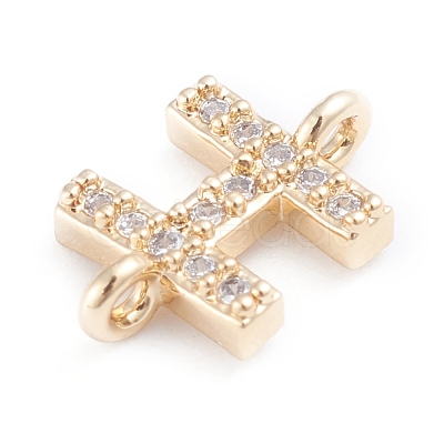 Brass Micro Pave Cubic Zirconia Letter Links ZIRC-I042-16G-H-1