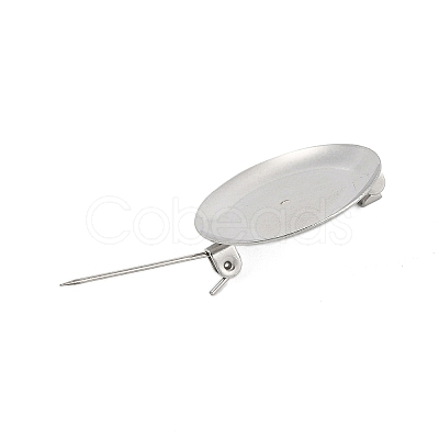 304 Stainless Steel Brooch Cabochon Settings X-STAS-E547-08H-P-1