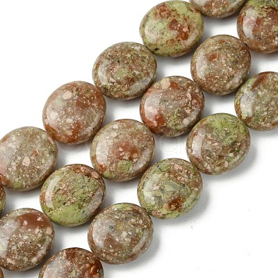 Natural Unakite Beads Strands G-K365-B08-03-1