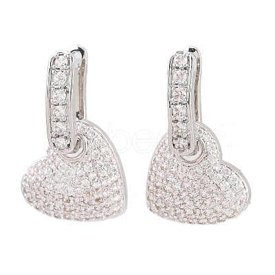 Brass Micro Pave Clear Cubic Zirconia Hoop Dangle Earrings EJEW-G471-30D-P-1
