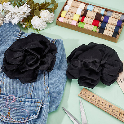 2Pcs Polyester Flower Iron Pins JEWB-GO0001-18E-1