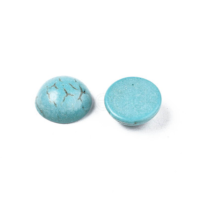 Craft Findings Dyed Synthetic Turquoise Gemstone Flat Back Dome Cabochons TURQ-S266-6mm-01-1