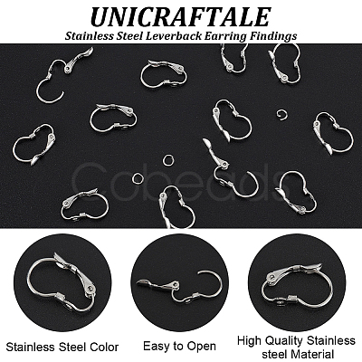 40Pcs 304 Stainless Steel Leverback Earring Findings STAS-UN0052-48-1