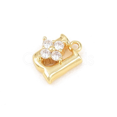 Brass Micro Pave Clear Cubic Zirconia Charms KK-Z151-18G-U-1