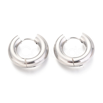 Tarnish Resistant 202 Stainless Steel Huggie Hoop Earrings EJEW-O087-08D-P-1