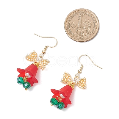 Christmas 304 Stainless Steel Flower Dangle Earrings EJEW-MZ00592-1