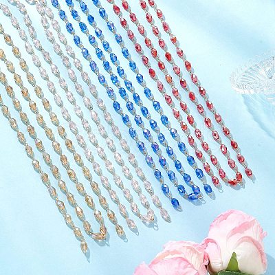 Oval Glass Beaded Link Chains AJEW-JB01471-1