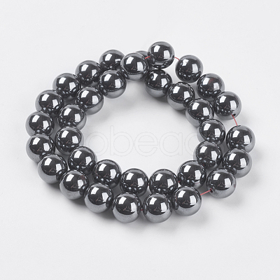 AAA Grade Black Non-Magnetic Synthetic Hematite Round  Beads Strands X-G-H1069-1-1