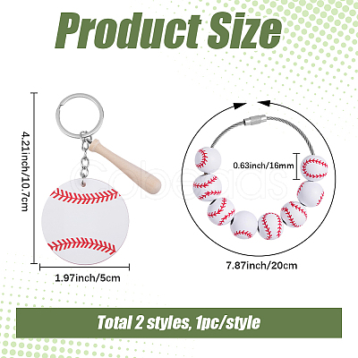1Pc Baseball Wood Pendant Decorations FIND-BM0001-57B-1