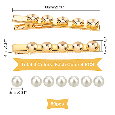 DIY Imitation Pearl Beaded Iron Alligator Hair Clips Making Kit DIY-PH0008-28-1