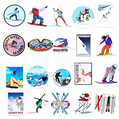 Skiing Theme Waterproof PVC Adhesive Stickers STIC-PW0014-004-1